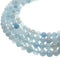 natural blue aquamarine faceted round beads