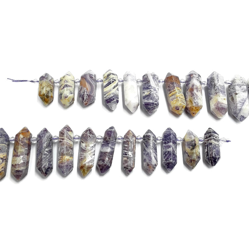 natural charoite graduated top drill faceted points beads