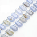 Blue Lace Agate Graduated Faceted Trapezoid Beads 25-30mm 15.5" Strand