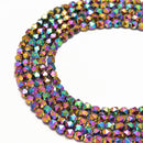 rainbow plated hematite faceted star cut beads