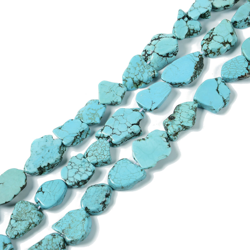 Blue Turquoise Irregular Slab Slice Shape Beads Size 15-20x15-25mm 15.5" Strand