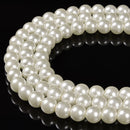 Ivory White Glass Pearl Smooth Round Beads 3mm 4mm 6mm 8mm 10mm 12mm 15.5"Strand