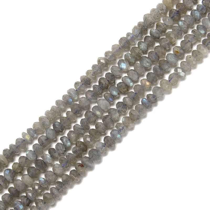 Natural Labradorite Faceted Irregular Rondelle Beads Size 4x6mm 15.5'' Strand