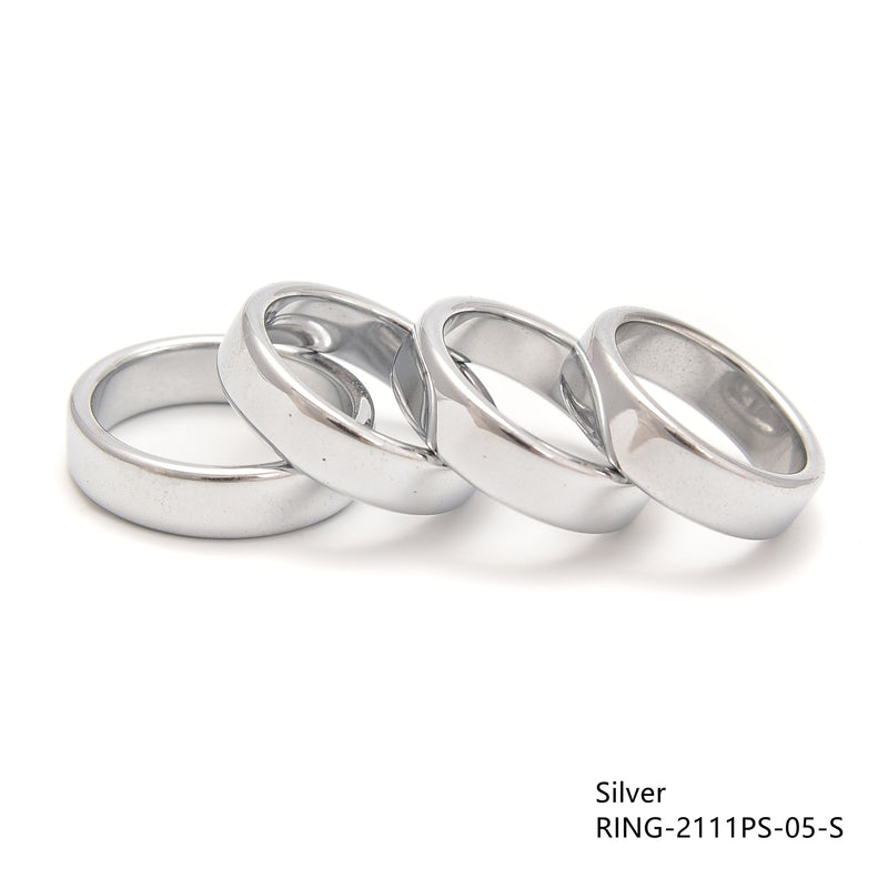 Four Sizes Hematite Band Ring Basic Ring Flat Ring 4 Pcs Per Bag Sale by Bag