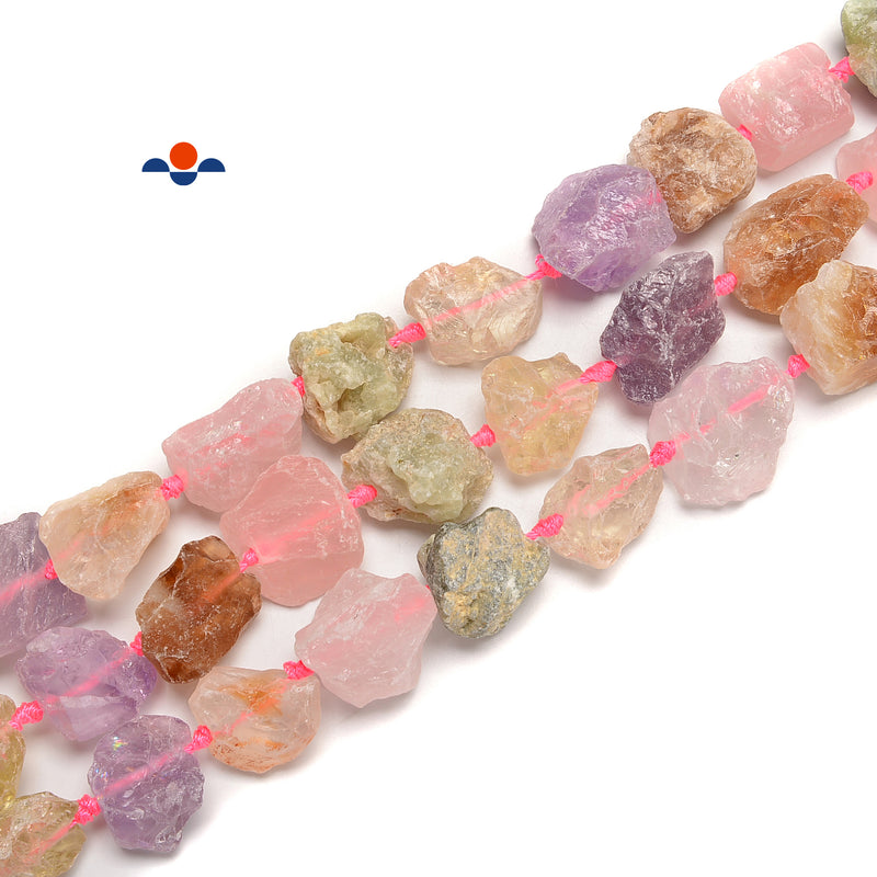 Light Multi-color Stone Rough Nugget Chunks Beads Size 20-30mm 15.5'' Strand