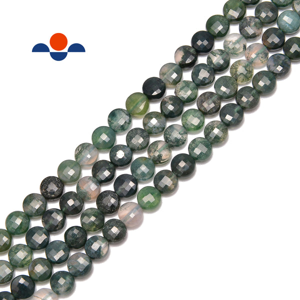 moss agate faceted flat beads