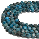 Natural Apatite Matte Soccer Faceted Round Beads Size 10mm 15.5'' Strand