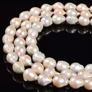 Fresh Water Pearl White Baroque Ringed Drop Beads Size 11-13mm 15.5'' Strand