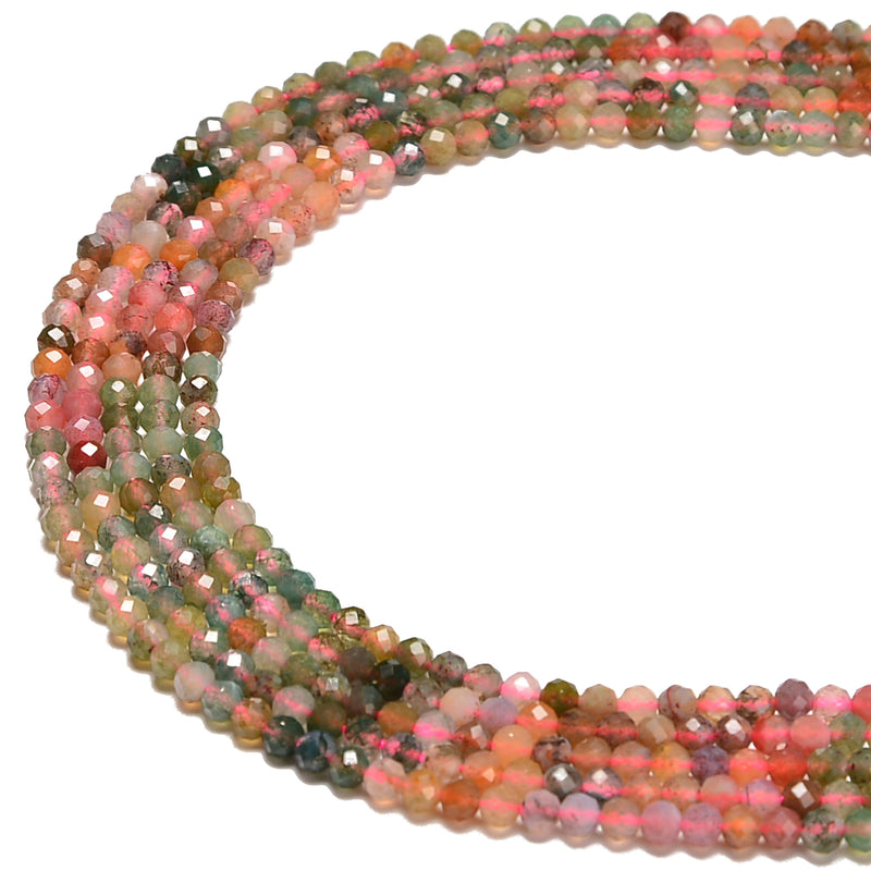 Natural Gradient Multi Agate Faceted Round Beads Size 3mm 15.5'' Strand