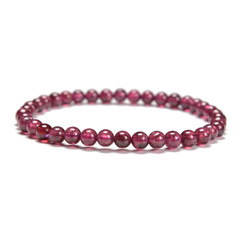 Natural Garnet Round Beaded Bracelet Beads Size 5-6mm 7.5'' Length
