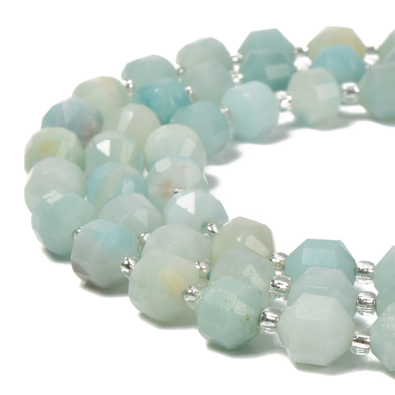 Natural Amazonite Prism Cut Double Point Beads Size 7x8mm 15.5'' Strand