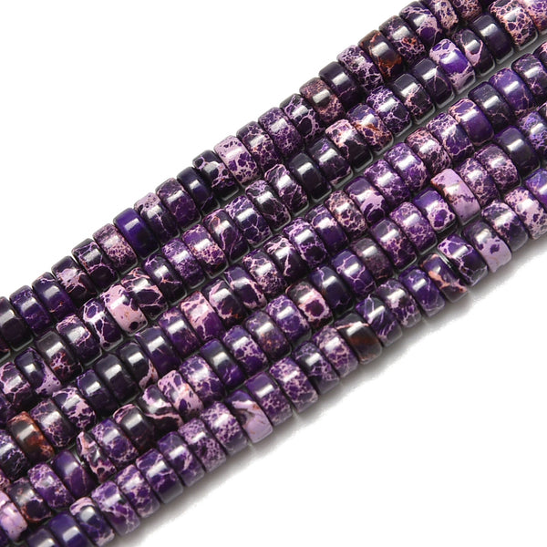 Purple Sea Sediment Jasper Heishi Rondelle Discs Beads Size 2x4mm 15.5'' per Strand