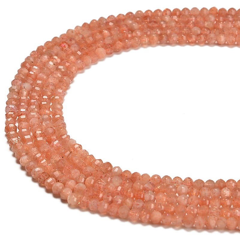 Natural Sunstone Faceted Pumkin Shape Beads Size 3x4mm 15.5'' Strand