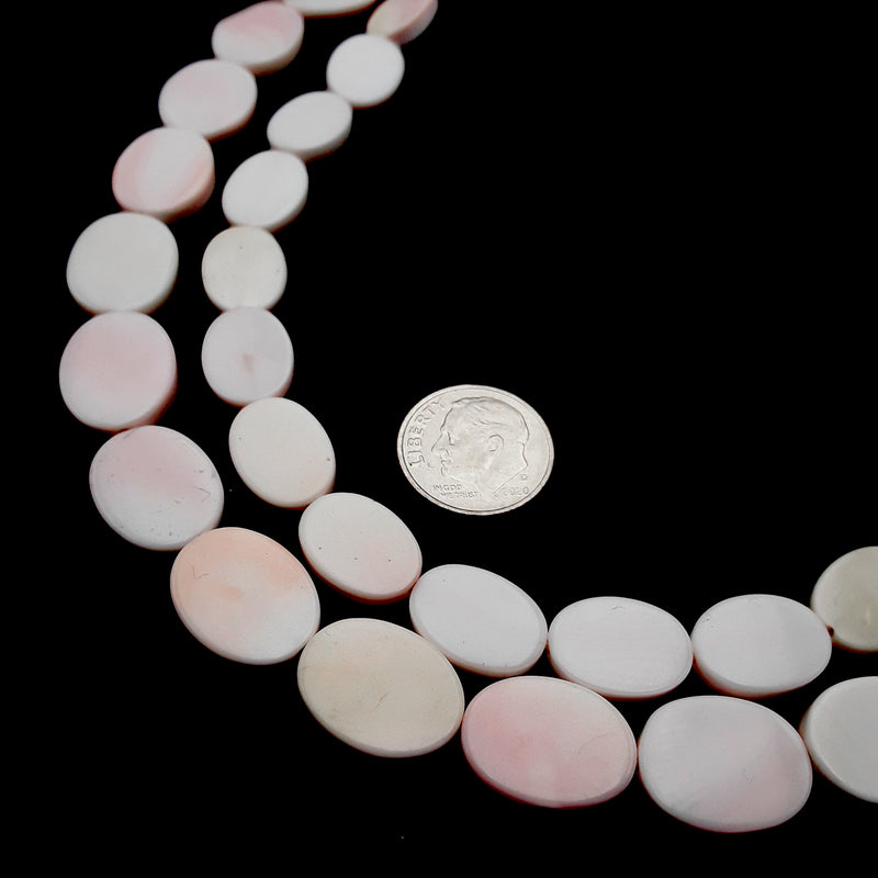 Pink Queen Conch Shell Smooth Flat Oval Coin Beads Size 10x14mm 12x16mm 15.5" Strand
