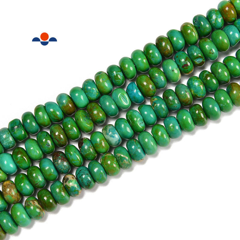 Dark Green Turquoise Smooth Rondelle Beads Size 6x8mm 15.5'' Strand