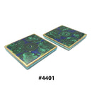 Natural Malachite & Lapis Lazuli Coasters Charging Plate 3x3" Inch Sold Per Pair