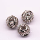 silver plated mirco pave clear zircon ball charm