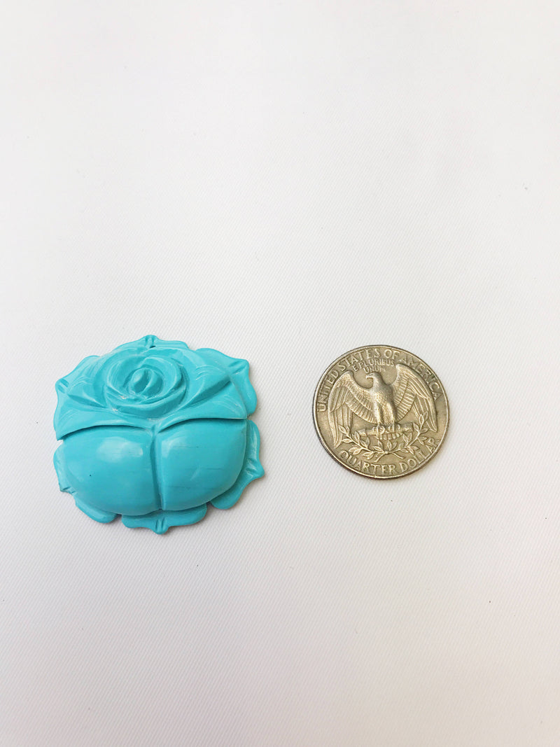 blue magnesite hand carved rose pendant