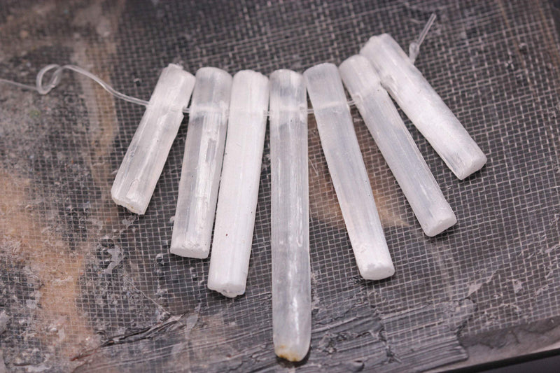 natural selenite graduated slice Sticks Points beads