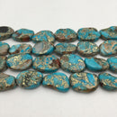 blue sea sediment jasper gold flakes flat nugget slice bead