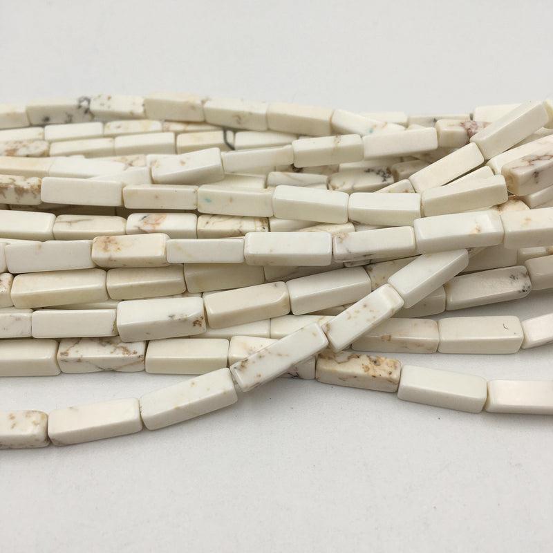 white howlite turquoise rectangle tube beads 