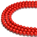 Red Cinnabar Smooth Round Beads Size 6mm 8mm 10mm 15.5'' Strand