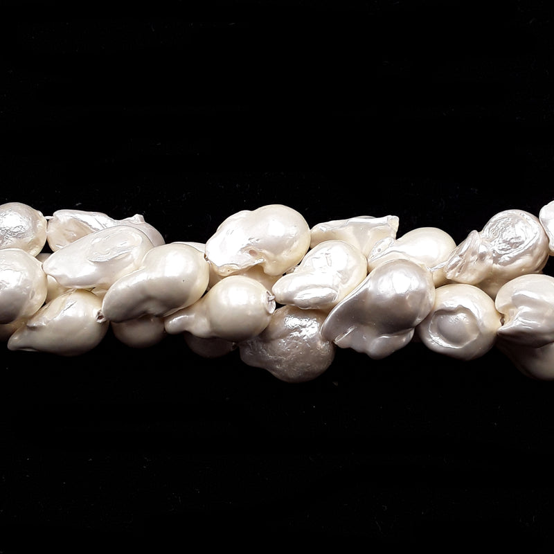 White Coated Fresh Water Pearl Baroque Fireball Beads Approx 16x20mm 15.5" Strand
