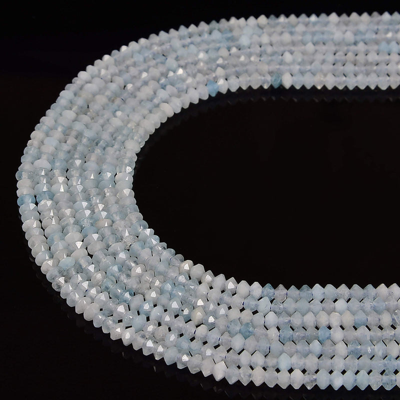 natural aquamarine faceted rondelle Discs beads 
