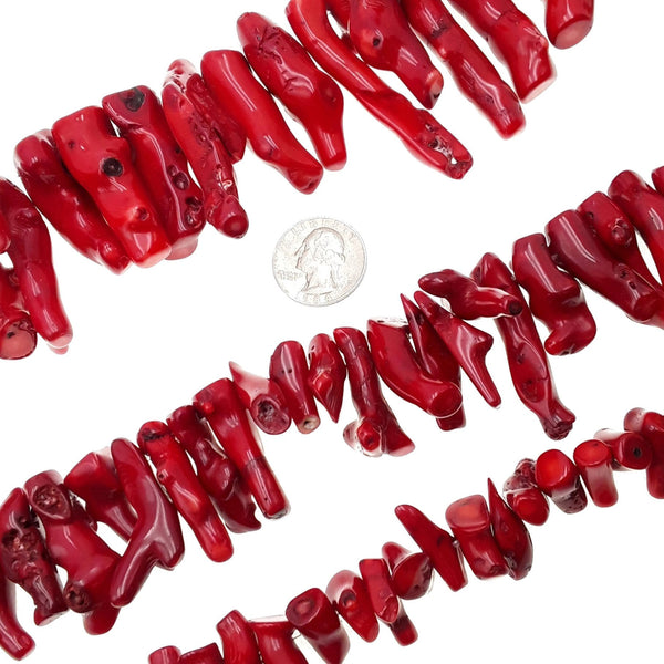 red bamboo coral branch Sticks Points beads