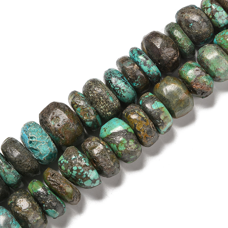 Natural Genuine Turquoise Graduated Rondelle Wheel Beads Size 16-30mm 15.5'' Str