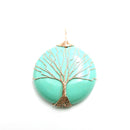 green howlite turquoise tree pendant copper wire wrap round 
