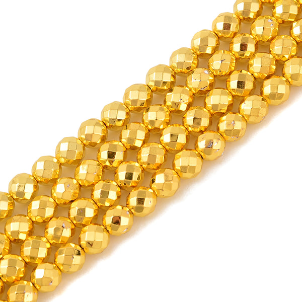 Titanium Gold Hematite Faceted Round Beads 2mm 3mm 4mm 6mm 8mm 10mm 15.5" Strand