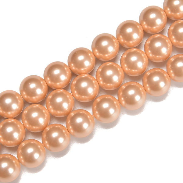 Champagne Shell Pearl Smooth Round Beads Size 4mm 6mm 8mm 10mm 15.5'' Strand