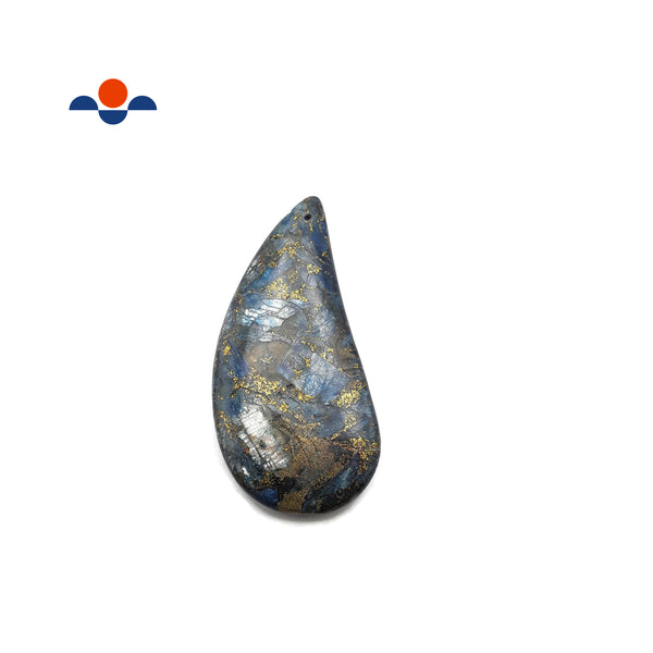 Kyanite With Gold Matrix Top Drilled Pendant Curved Drop Shape Size 25x50mm