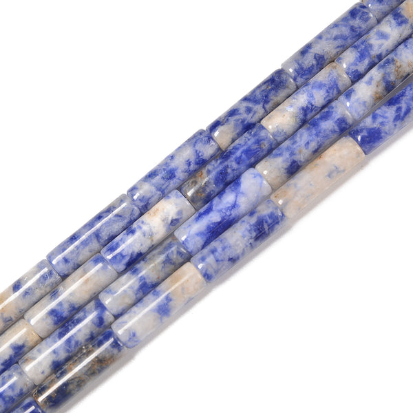 Natural Blue Spot Jasper Cylinder Tube Beads Size 4x13mm 15.5'' Strand