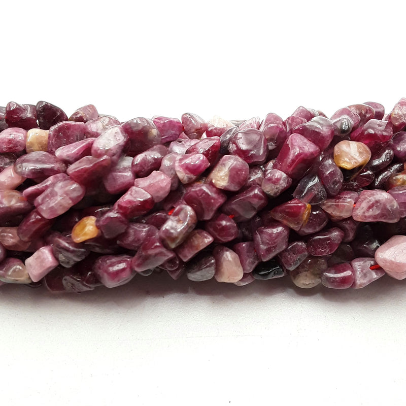 Natural Purple Pink Tourmaline Irregular Pebble Nuggets Beads 5x6mm 15.5" Strand