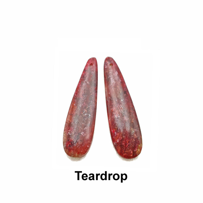 Red Lepidolite Teardrop/Rectangle/Eye/Leaf Shape Pendant Earrings Sold Per Pair