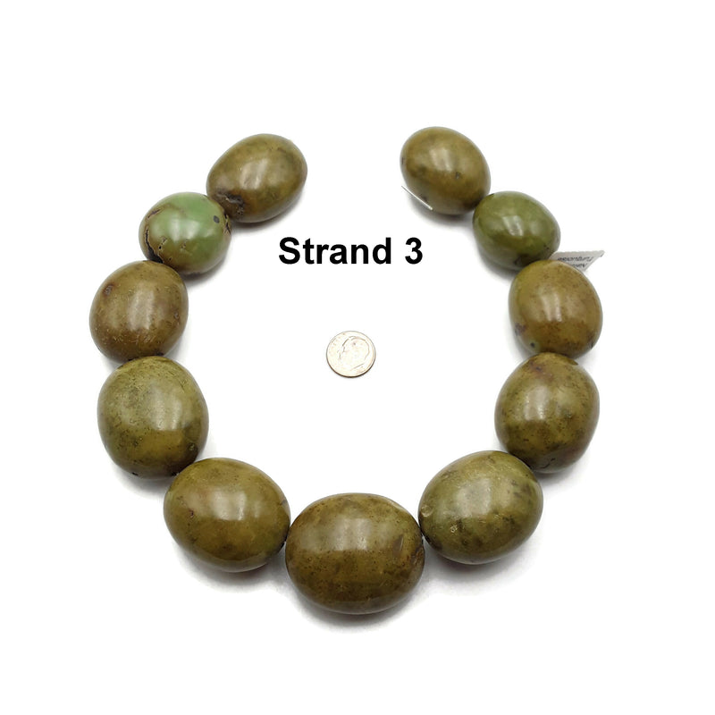 Natural Green Brown Turquoise Polished Oval Beads Approx 30x40mm 15.5" Strand