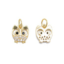 Gold Plated Sterling Silver Owl Charm with CZ Size 9×10mm 3 PCS Per Bag