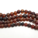 dark Crackled carnelian matte round beads