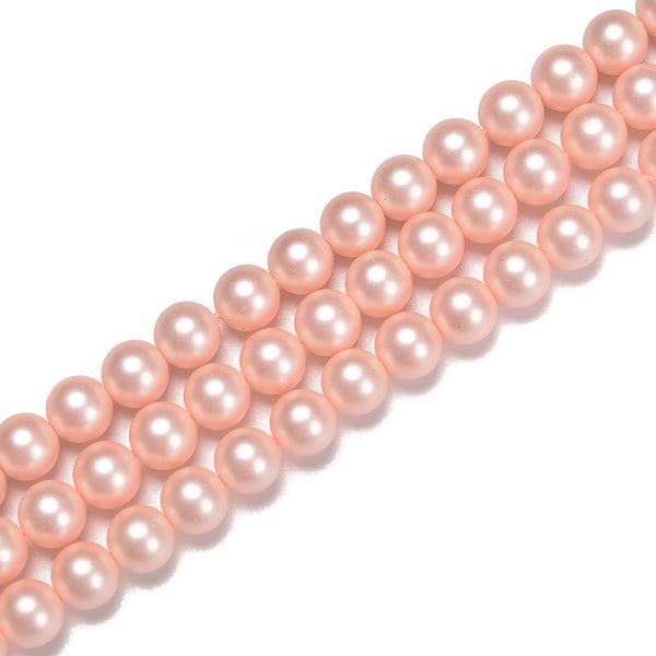 Peach Shell Pearl Matte Round Beads 6mm 8mm 10mm 15.5" Strand