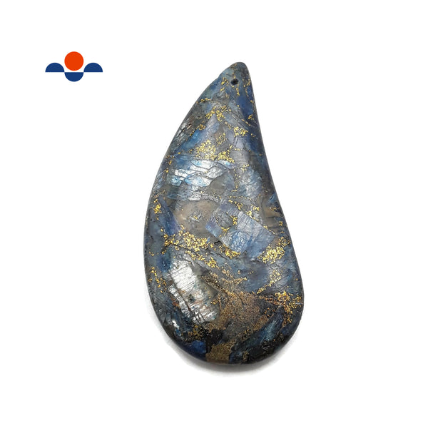 Kyanite With Gold Matrix Top Drilled Pendant Curved Drop Shape Size 35x75mm
