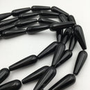 black onyx smooth teardrop beads