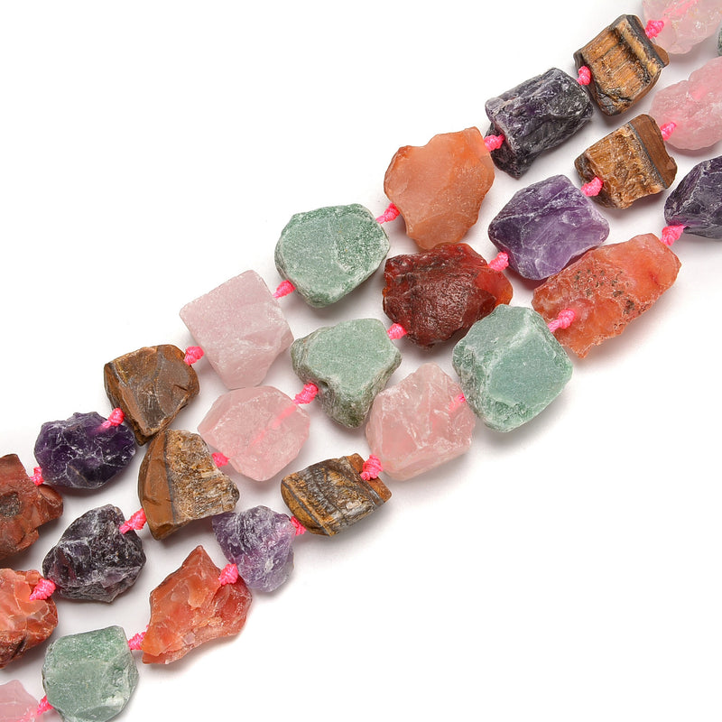 Dark Multi-color Stone Rough Nugget Chunks Beads Size 20-30mm 15.5'' Strand