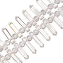 Clear Quartz Faceted Tower Point Beads Size 6x25mm 15.5'' Strand
