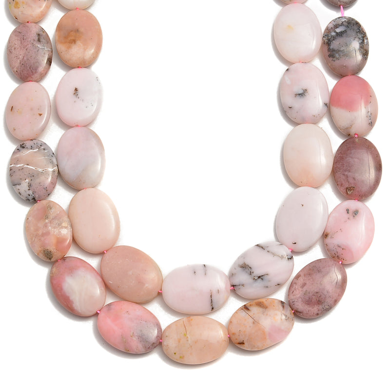 Natural Pink Opal Smooth Flat Oval Beads Size 18x25mm 22x30mm 15.5" Strand