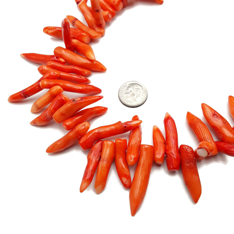 Orange Bamboo Coral Chili Pepper Shape Beads Size Approx 20-30mm 15.5" Strand