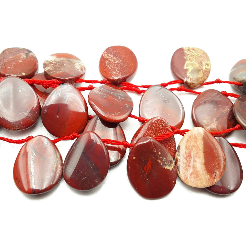Natural Red Jasper Smooth Teardrop Beads Approx 14x17mm 15.5" Strand