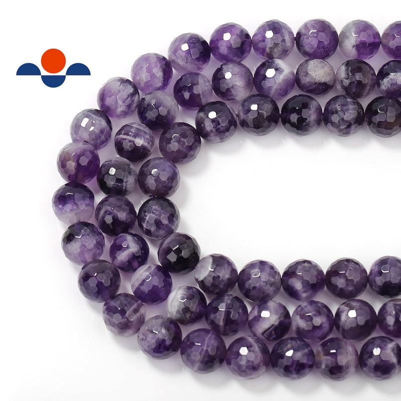 teeth amethyst faceted round beads