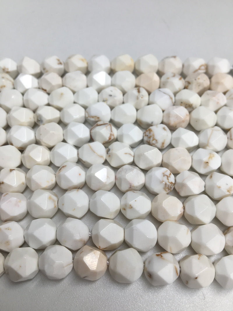 white turquoise faceted star cut beads
